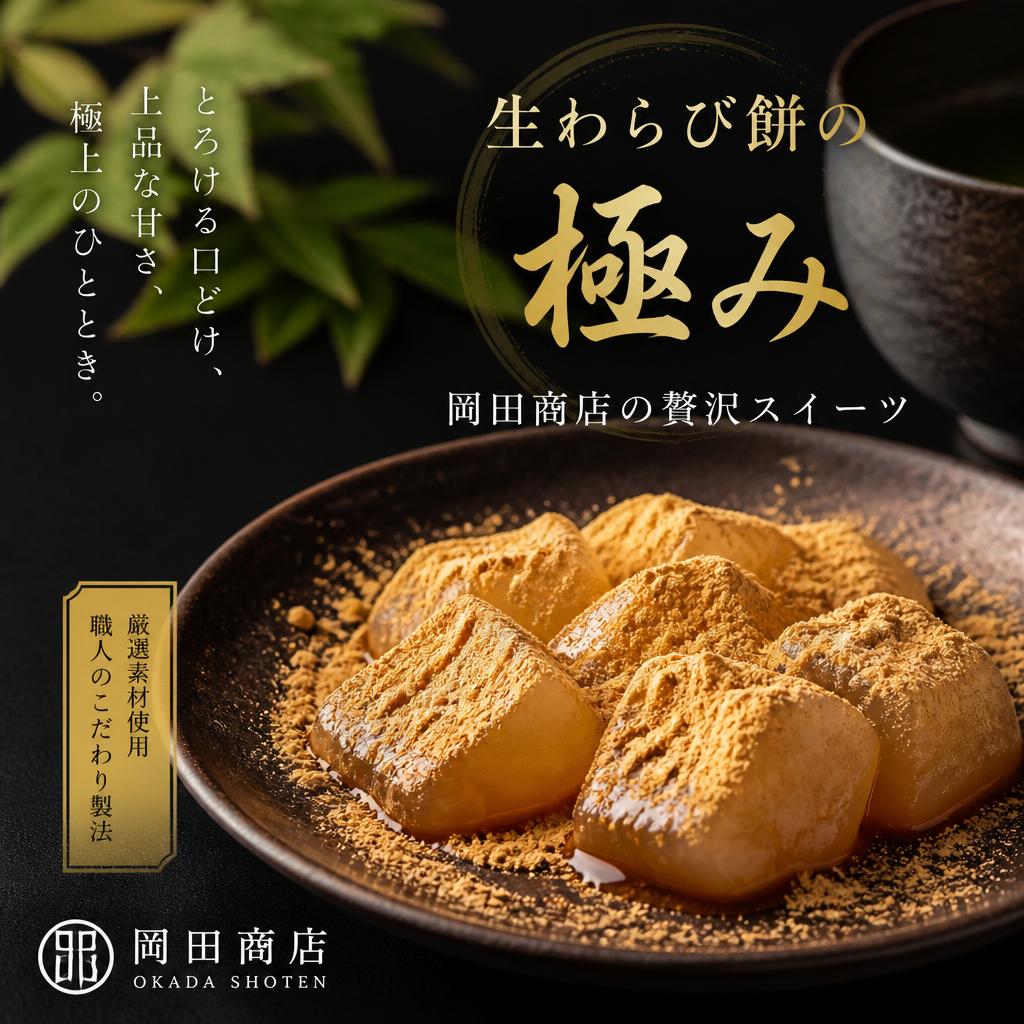 生わらび餅の極み、岡田商店の贅沢スイーツ